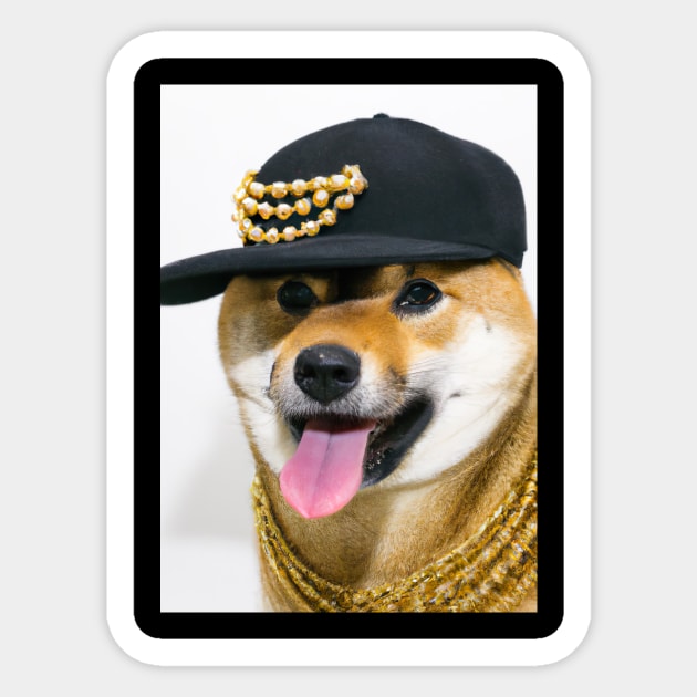 Cool Dog with Cap Sticker by maxcode